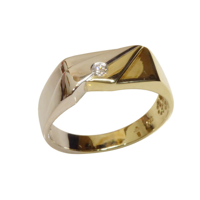 Christian Bicolor gouden cachet ring met reliëf I82956-5550JC large