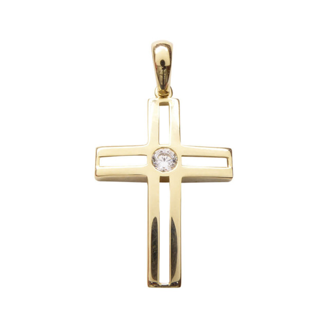 Christian Gouden kruis met solitaire zirkonia 39C03-0256JC large