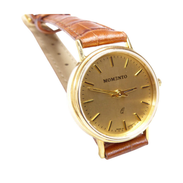 Christian Gouden memento horloge met leren band 826R3290-0332ME large
