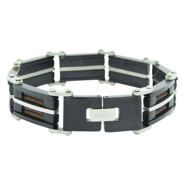 Christian Leather and steel bracelet 187E89-0451JC large
