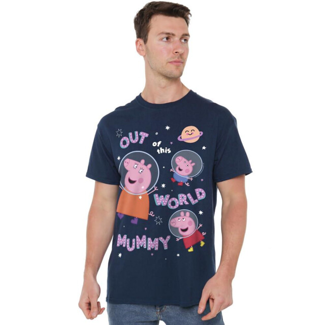 Peppa Pig Heren is buiten deze wereld mummie varken t-shirt UTTV5155_navy large