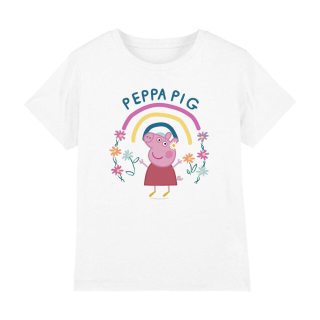 Peppa Pig Kinderen/kinderen bloemen regenboog t-shirt UTTV5156_white large