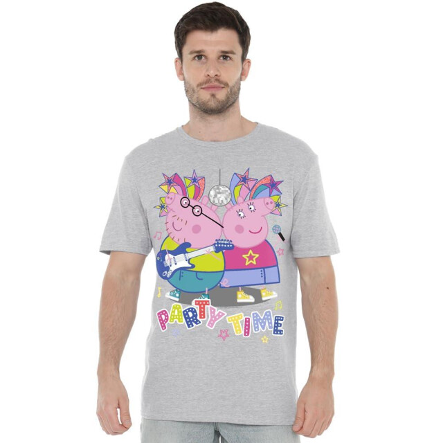 Peppa Pig Heren party time mama varken papa varken t-shirt UTTV5150_sportheather large