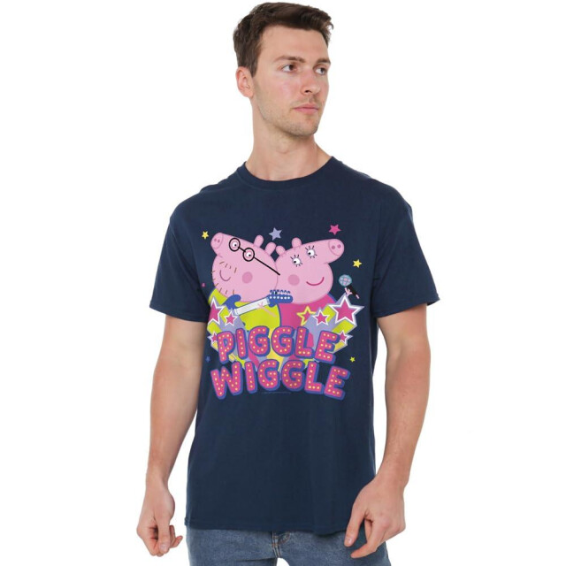 Peppa Pig Heren piggle wiggle mama varken papa varken t-shirt UTTV5151_navy large