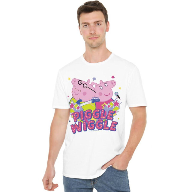 Peppa Pig Heren piggle wiggle mama varken papa varken t-shirt UTTV5152_white large