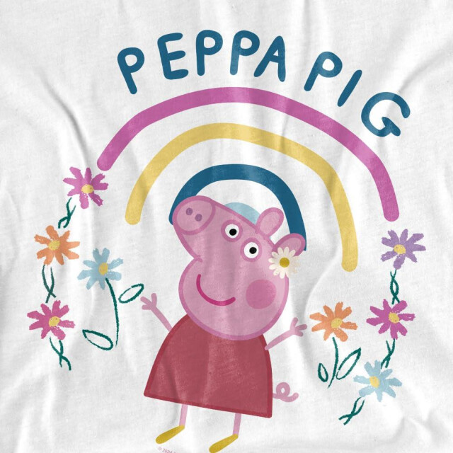 Peppa Pig Kinderen/kinderen bloemen regenboog t-shirt UTTV5156_white large