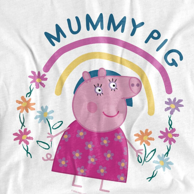 Peppa Pig Heren mummie varken bloemen regenboog t-shirt UTTV5154_white large