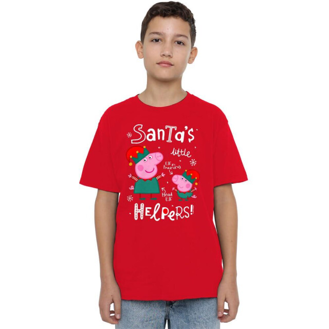 Peppa Pig Kinderen/kinderen peppa en george elfen kerst-t-shirt UTTV5027_red large