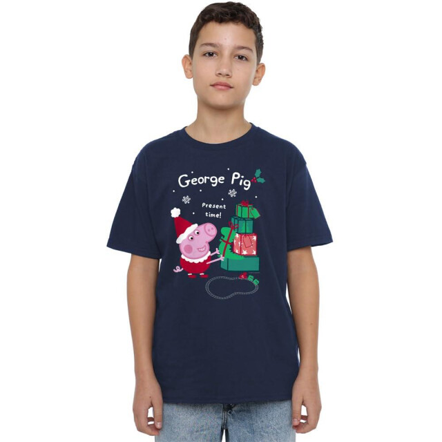 Peppa Pig Kinderen/kinderen george pig present kerst-t-shirt UTTV5023_navy large
