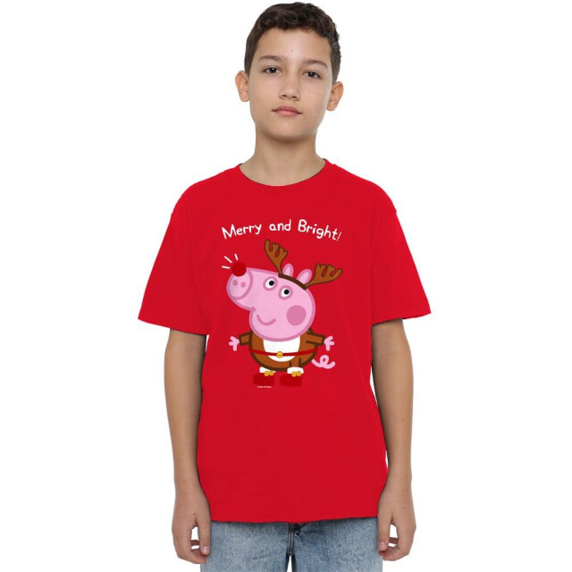 Peppa Pig Kinderen/kinderen george varken rendier t-shirt UTTV5024_red large