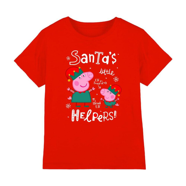 Peppa Pig Kinderen/kinderen peppa en george elfen kerst-t-shirt UTTV5027_red large