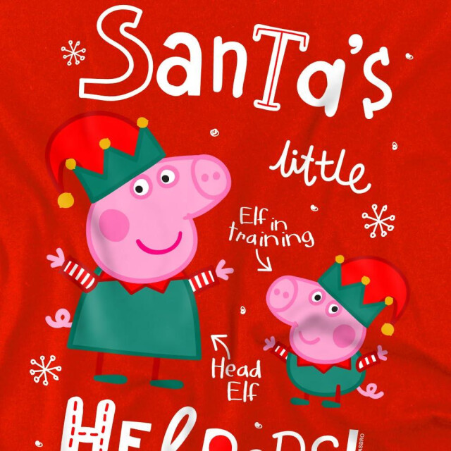 Peppa Pig Kinderen/kinderen peppa en george elfen kerst-t-shirt UTTV5027_red large