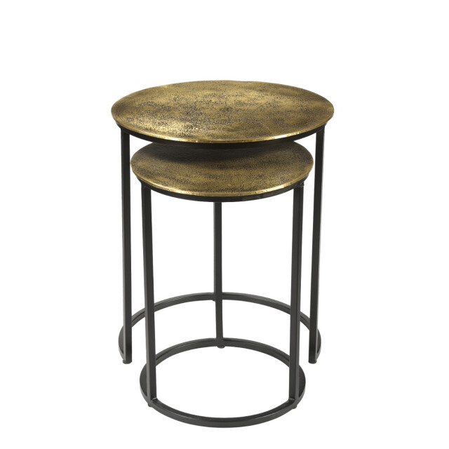 Livingfurn cast iron beau gold 70x70x43 cm metaal set van 2 2936302 large