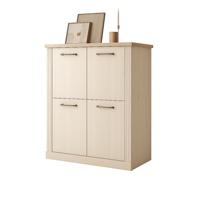 CaliCosy Hoge dressoir met 4 deuren, decor eiken cadiz en meringuewit h160 cm country 3042329 large