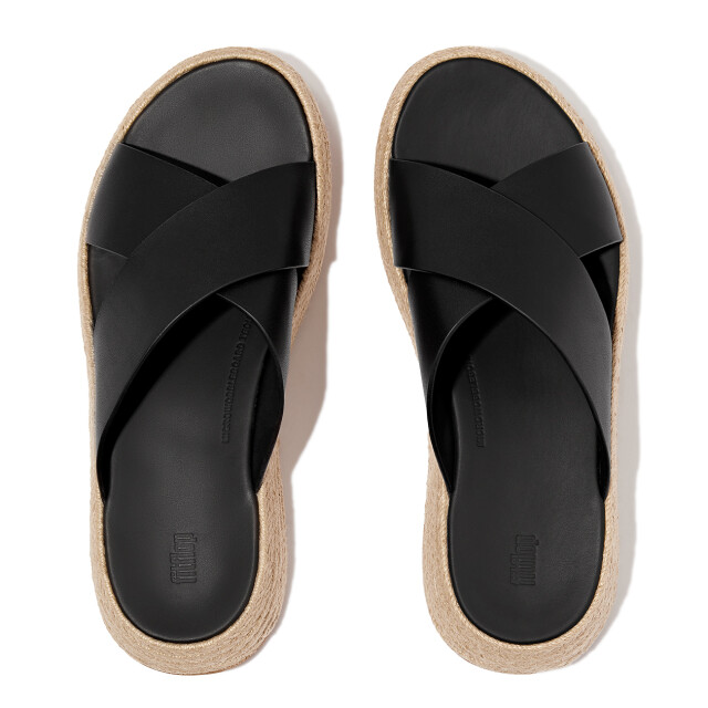 FitFlop F-mode espadrille leather flatform cross slides IV5 large