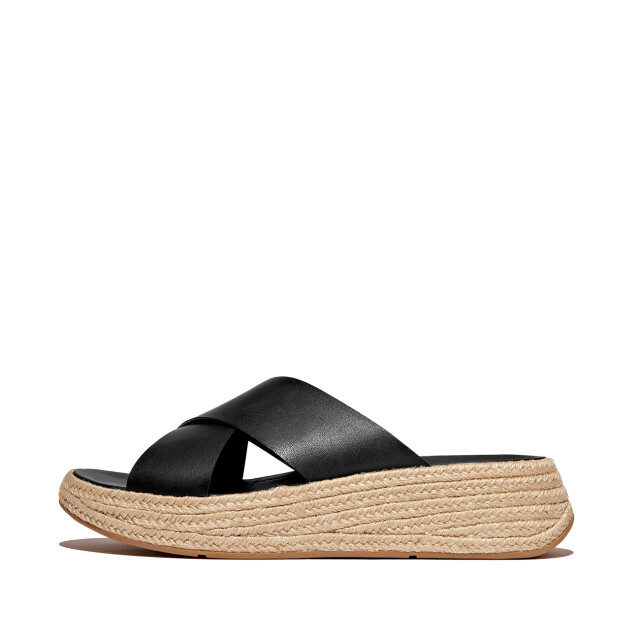 FitFlop F-mode espadrille leather flatform cross slides IV5 large