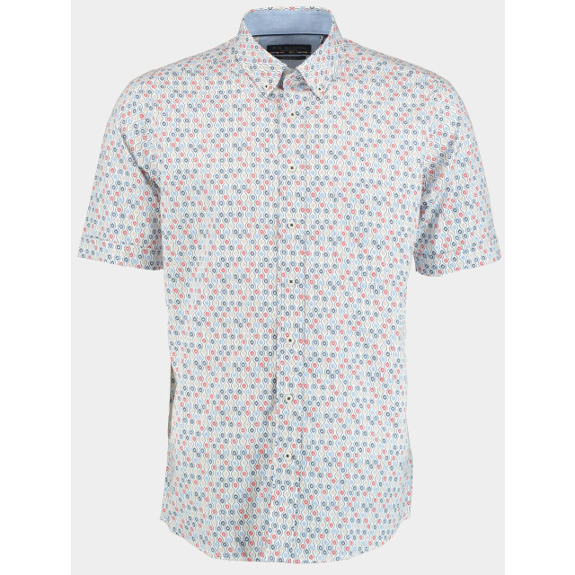 Bos Bright Blue R.b. boston casual hemd korte mouw regular fit grafische print 516670/307 184819 large