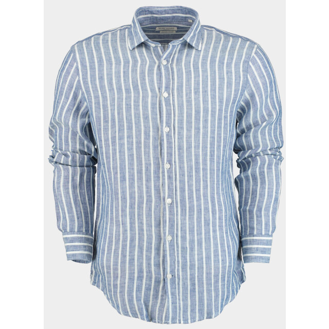 Blue Coast Casual hemd lange mouw 100% linnen, met witte streep 118r3/0018 marino 184886 large