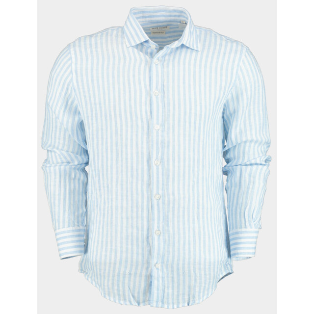 Blue Coast Casual hemd lange mouw 100% linnen, licht streep 118r4/0015 celeste 184885 large
