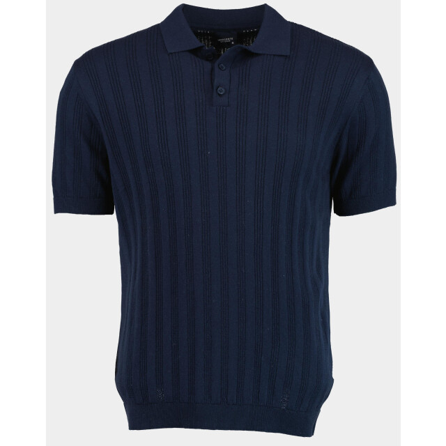 Bos Bright Blue Polo korte mouw met ingebreid motief 316/3527 185101 large