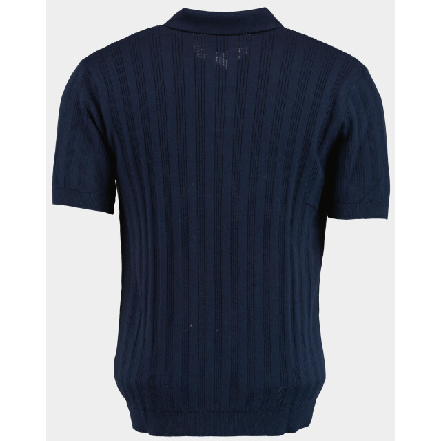 Bos Bright Blue Polo korte mouw met ingebreid motief 316/3527 185101 large