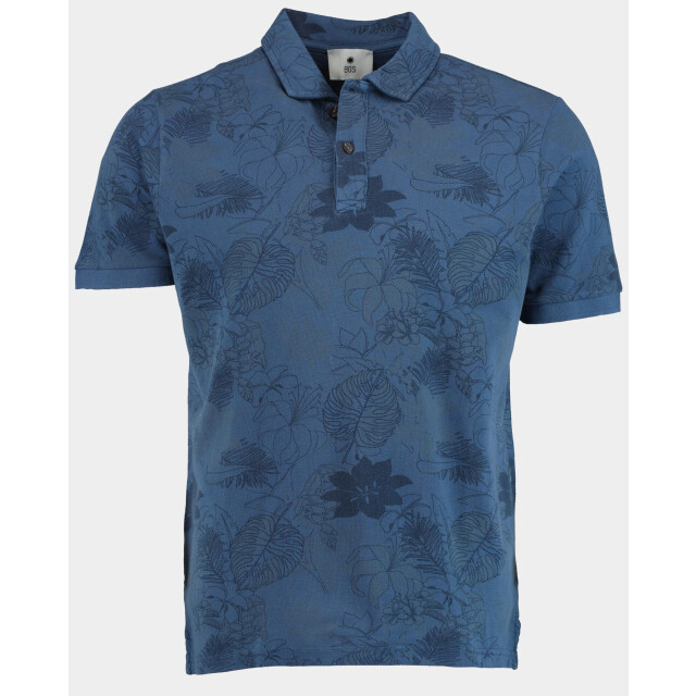 Bos Bright Blue Polo korte mouw polo print 2822425/215 denim 191030 large