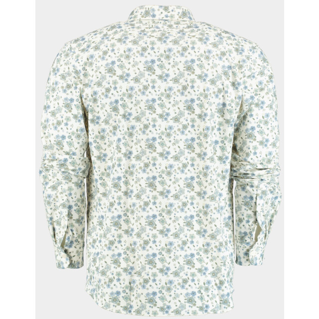 Bos Bright Blue Casual hemd lange mouw technische print 42540024c/ts480a ecru/navy/jeans/cactus 191001 large