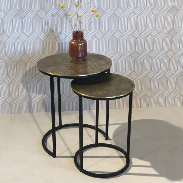 Livingfurn cast iron beau gold 70x70x43 cm metaal set van 2 2936302 large