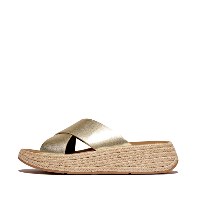 FitFlop F-mode espadrille leather flatform cross slides IV5 large