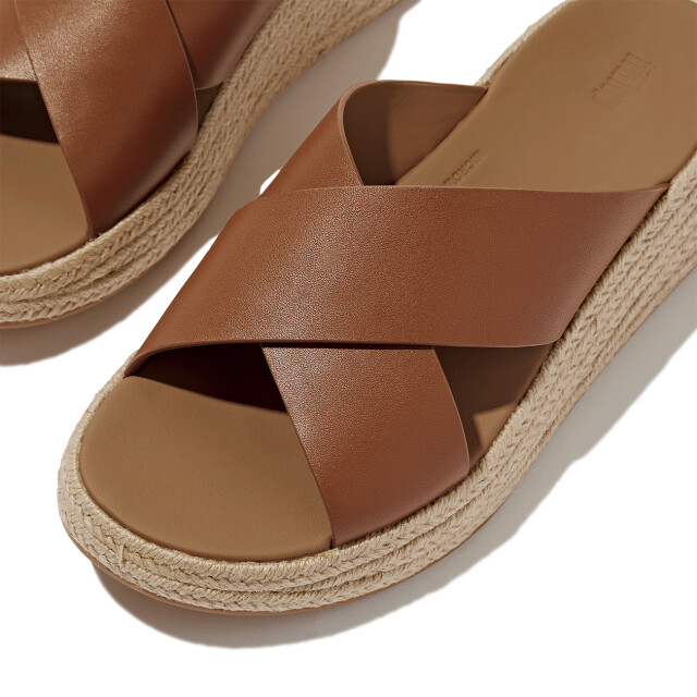 FitFlop F-mode espadrille leather flatform cross slides IV5 large