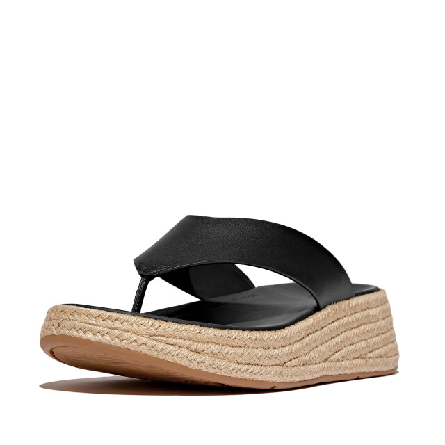 FitFlop F-mode espadrille leather flatform t/post sandals IV6 large