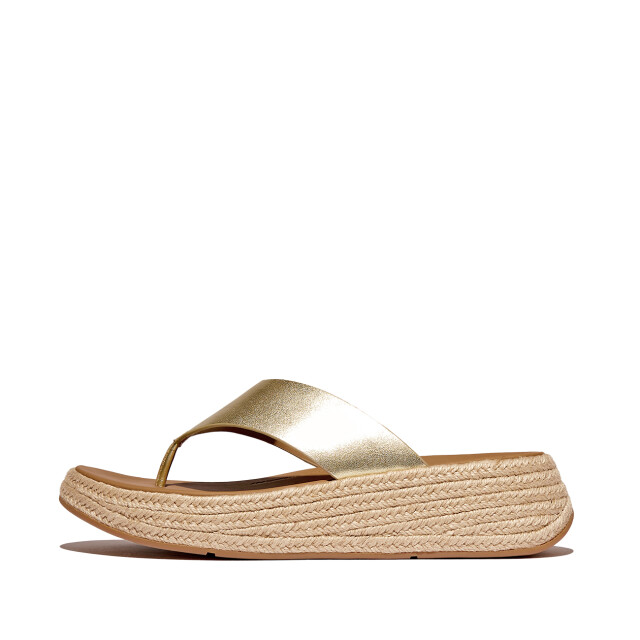FitFlop F-mode espadrille leather flatform t/post sandals IV6 large