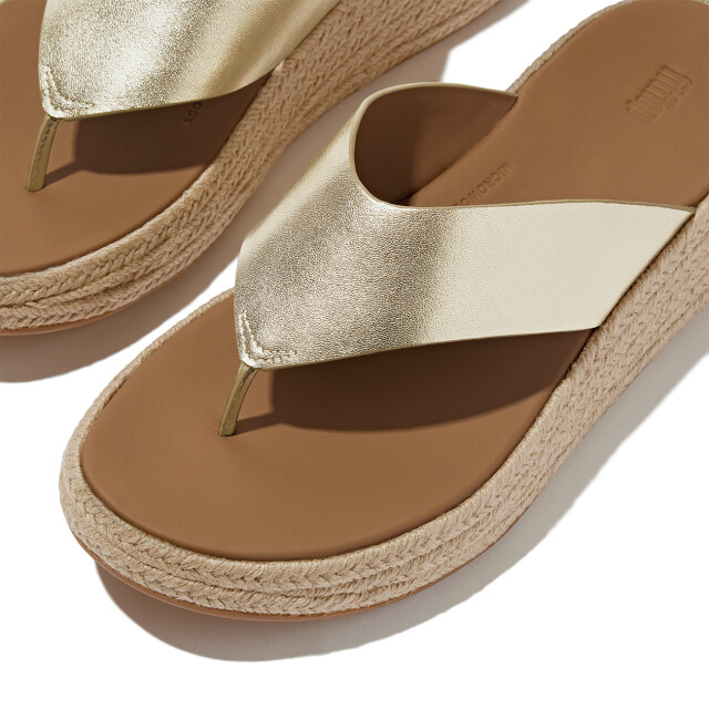 FitFlop F-mode espadrille leather flatform t/post sandals IV6 large
