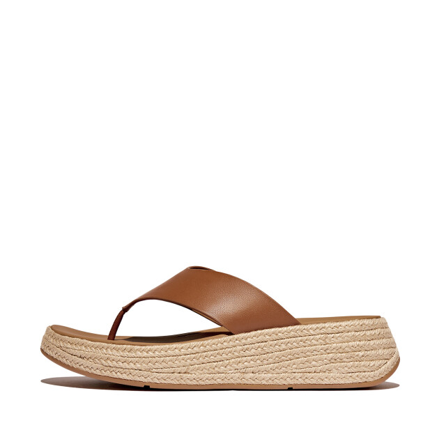 FitFlop F-mode espadrille leather flatform t/post sandals IV6 large