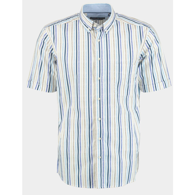 Bos Bright Blue R.b. boston casual hemd korte mouw regular fit color streep 516670/827 184822 large