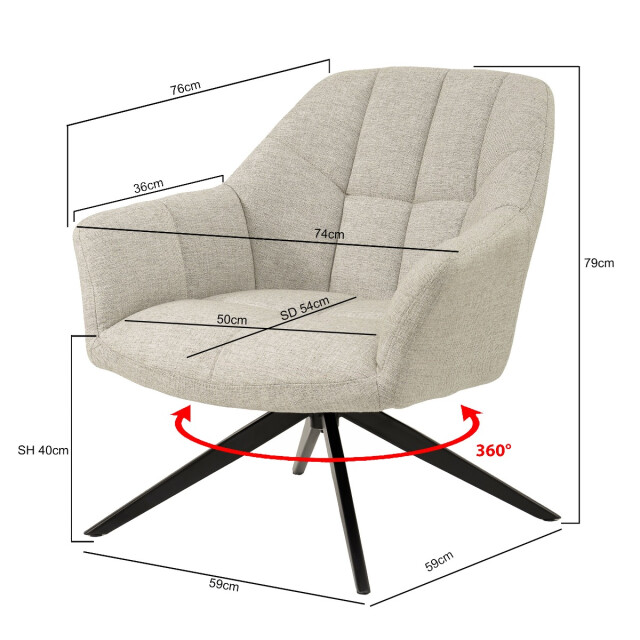 Livingfurn fauteuil tom sand - stof 2948629 large