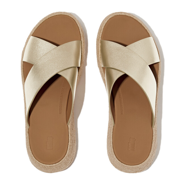 FitFlop F-mode espadrille leather flatform cross slides IV5 large