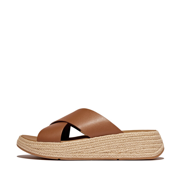 FitFlop F-mode espadrille leather flatform cross slides IV5 large