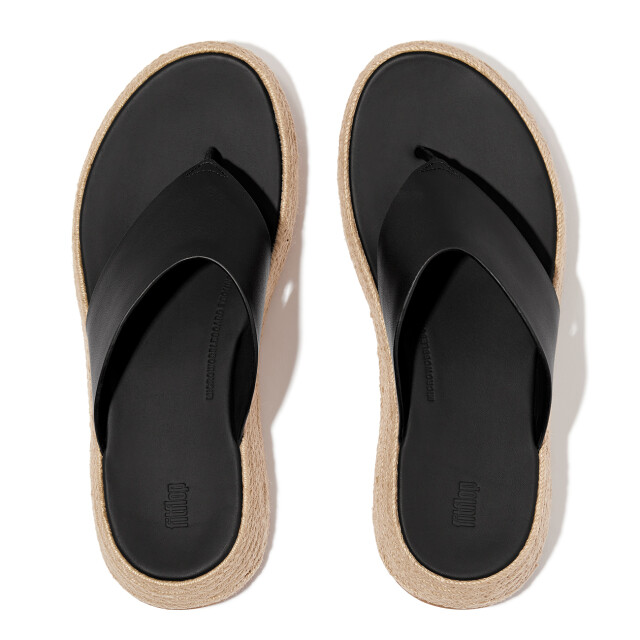 FitFlop F-mode espadrille leather flatform t/post sandals IV6 large