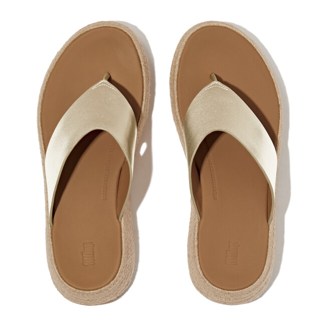 FitFlop F-mode espadrille leather flatform t/post sandals IV6 large