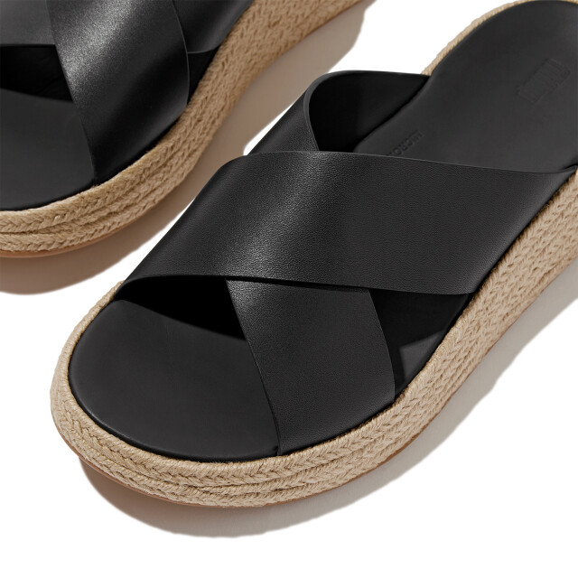 FitFlop F-mode espadrille leather flatform cross slides IV5 large