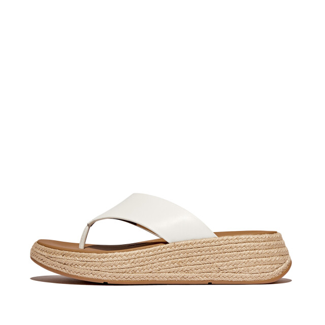 FitFlop F-mode espadrille leather flatform t/post sandals IV6 large