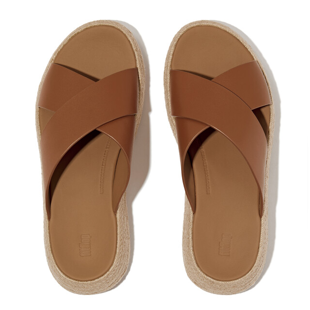 FitFlop F-mode espadrille leather flatform cross slides IV5 large