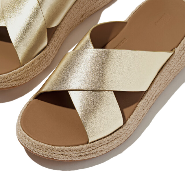 FitFlop F-mode espadrille leather flatform cross slides IV5 large
