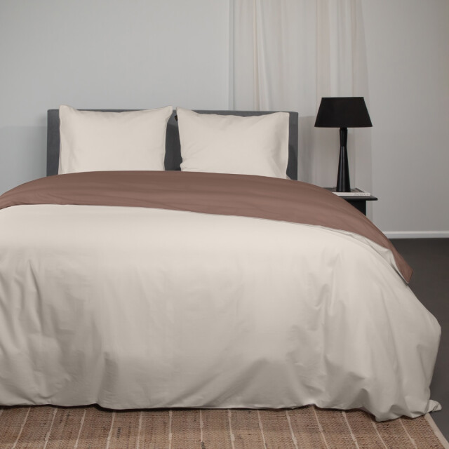 Superieur Dekbedovertrek twin face – / taupe 100% katoen 200x200/220cm 3195218 large