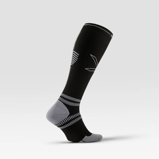 Stox running knee high socks men compressiekous heren black/black/white 070984_999-43-47 large