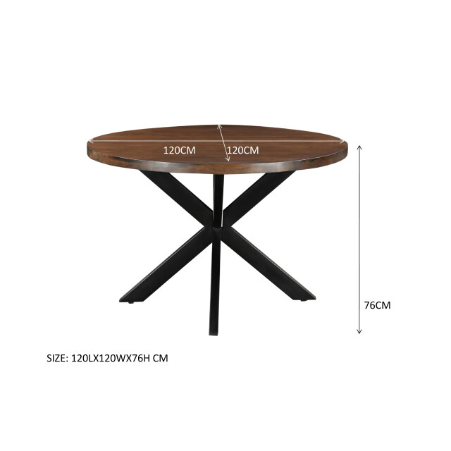 Livingfurn eetkamertafel jesper round brown 120cm mangohout / gecoat staal 2630757 large