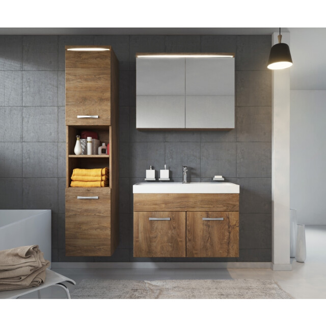 Badplaats Badkamermeubel set paso 80 x 40 cm bruin eiken badmeubel met 3195708 large