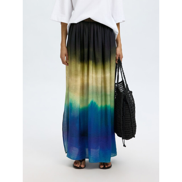 Selected Femme slfvilmi hw aop maxi slit skirt b 16097918 chestnut 06415.500.0007 large