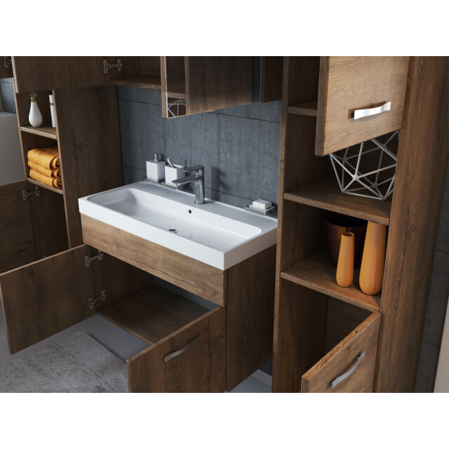 Badplaats Badkamermeubel set paso xl 80 x 40 cm bruin eiken badmeubel met 3181364 large